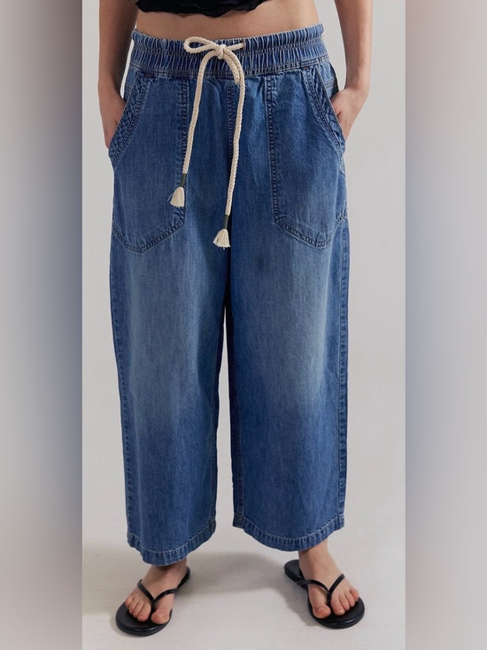 Free People Denim - Free People - We The Free Easy Pull on Blue Wide Leg Denim Jeans Large